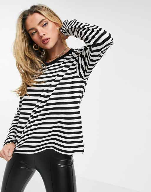 Long sleeve black and on sale white striped shirt