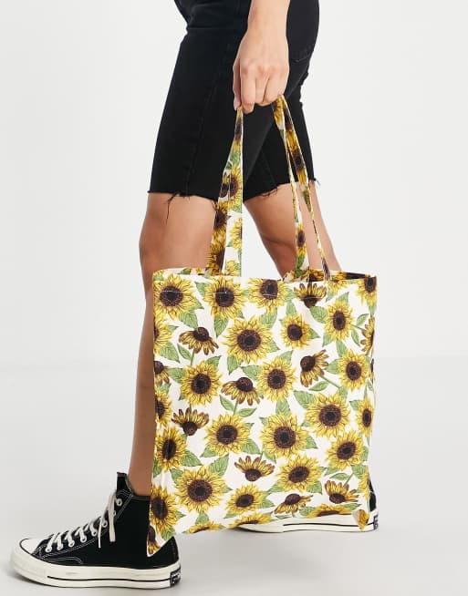 Monki Maja cotton sunflower print tote bag in yellow - YELLOW, 4 of 4