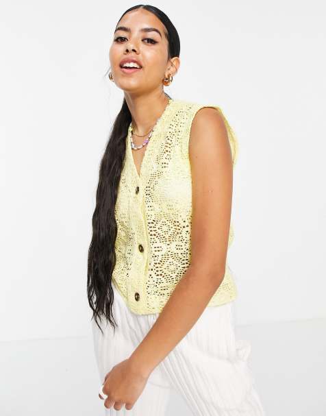 Monki Maja knitted vest in yellow - view 1