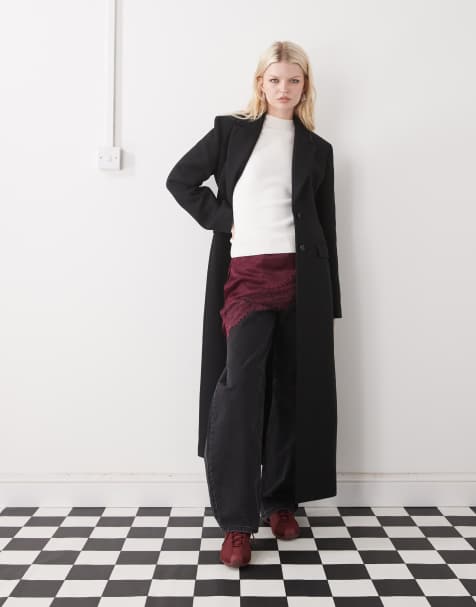 Monki - Manteau long en laine mélangée - Noir - view 1