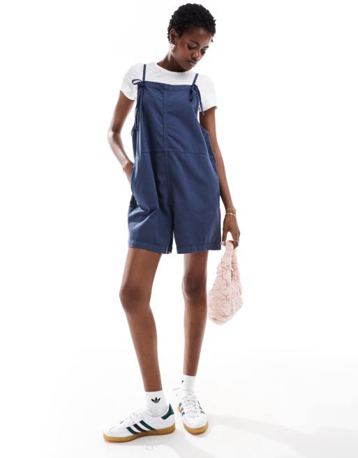 Monki – Marinblå playsuit i lätt denim