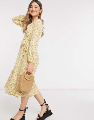 Monki Martina ditsy floral wrap midi 