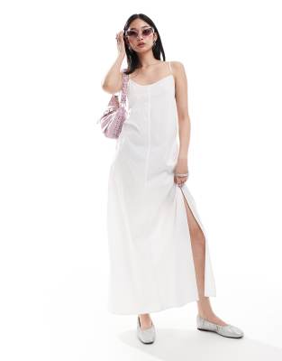 Monki Monki maxi dress with strappy open back in off white