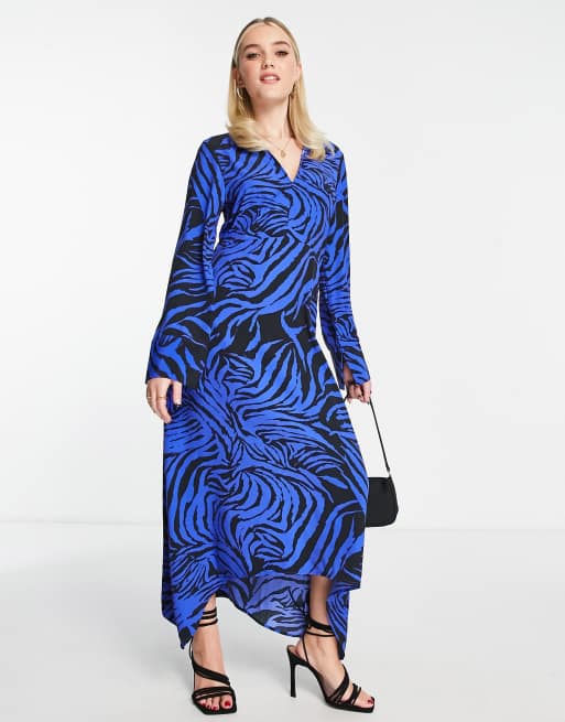 Zara blue 2025 zebra dress