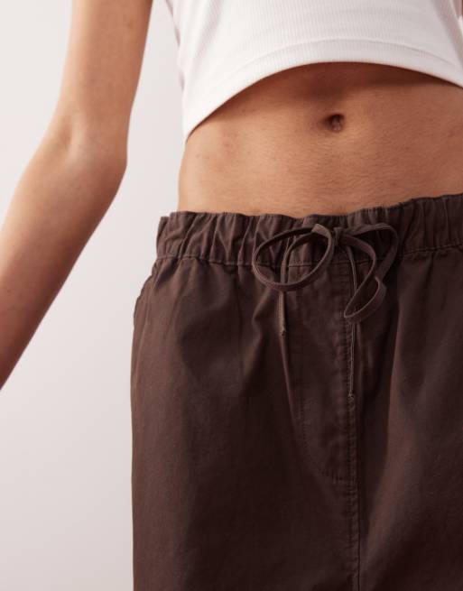 Monki maxi skirt with elastic waistband in brown, 3 of 5