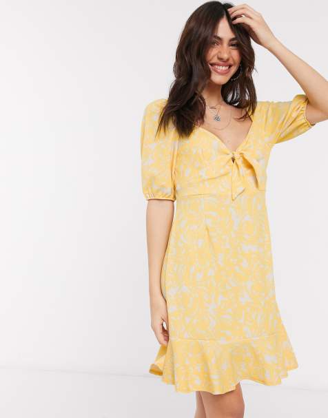 Monki Mayan printed mini dress in yellow - view 1