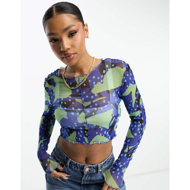 Blue camo store mesh top