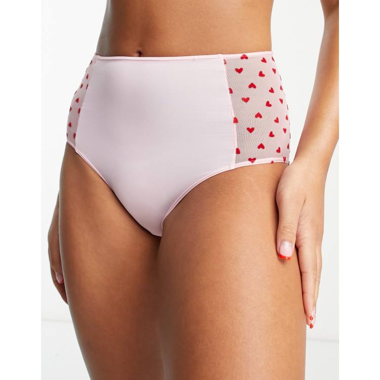 NKNIT heart mesh pants ンニット ハート メッシュパンツ Monki mesh high waist briefs in heart print in pink | ASOS
