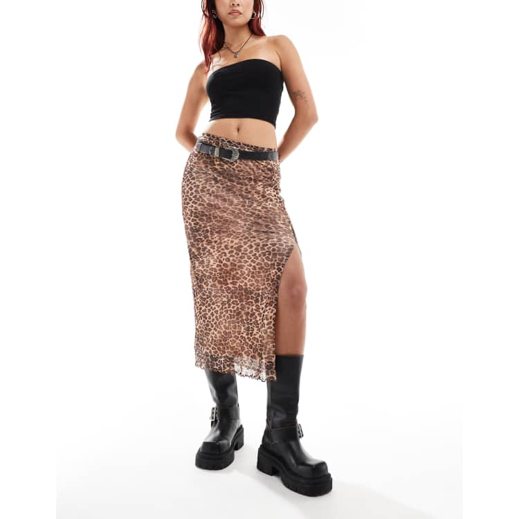 Mid length leopard skirts go up hotsell