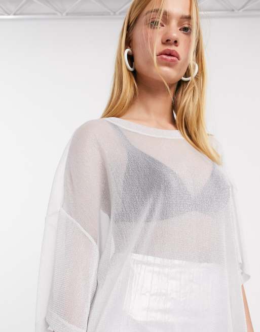 White glitter best sale mesh top