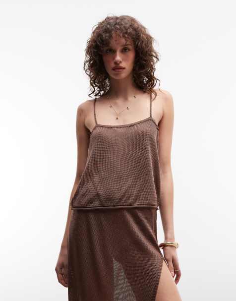 Monki metallic knit cami top in brown - part of a set - view 1