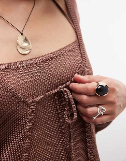 Monki metallic knit cardigan top in brown - part of a set | ASOS