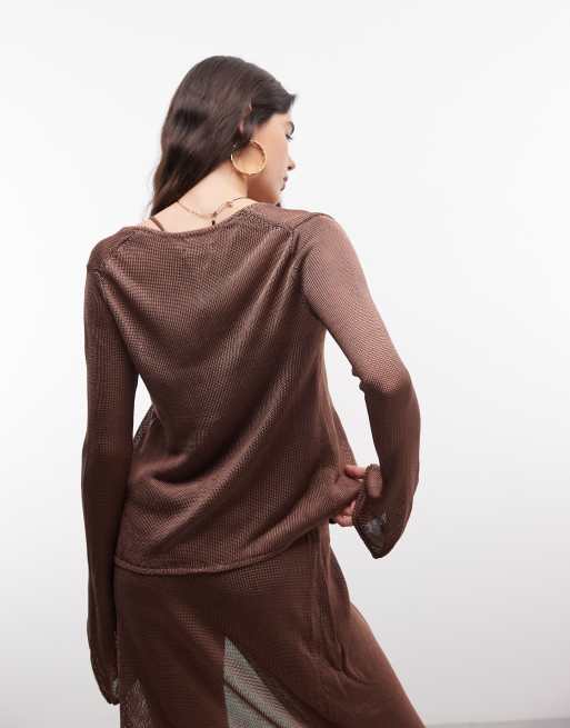 Monki metallic knit cardigan top in brown - part of a set | ASOS