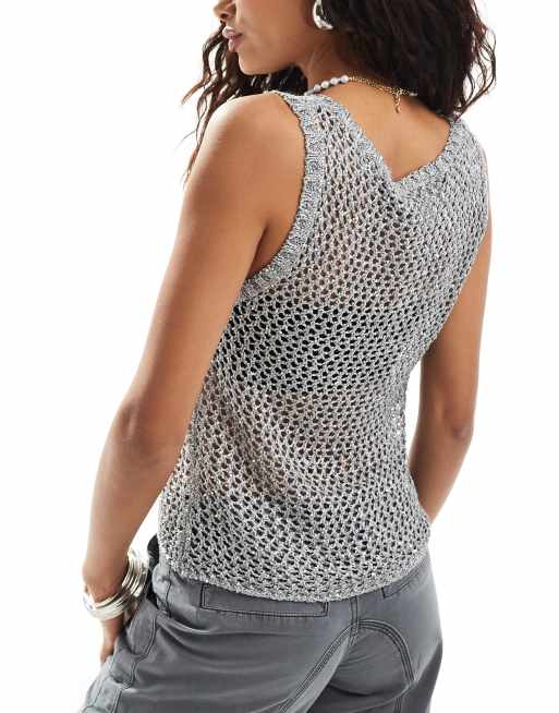 Gold Metallic Knit Tank Top