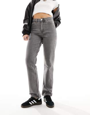 Monki mid waist straight leg jeans in  grey wash