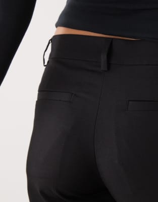 Monki Mid Waist Wide Leg Tailored Pants In Black