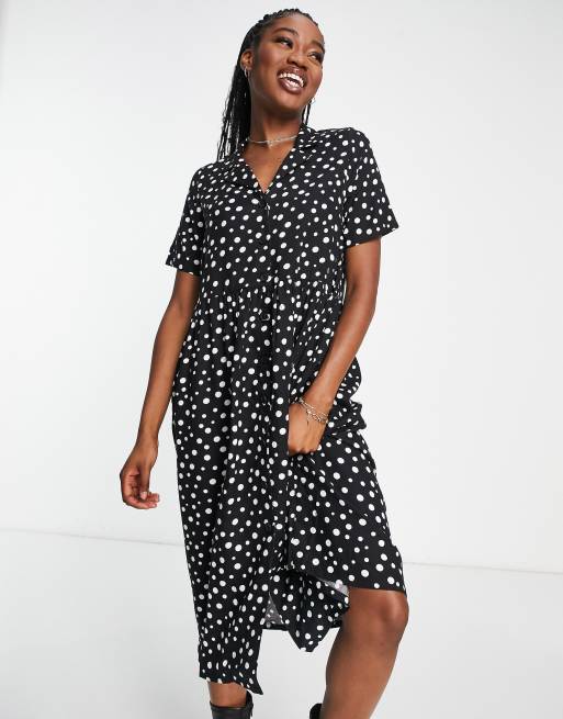 Black and white cheap spot shirt dress