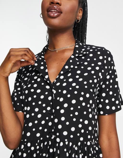 Black and white shop polka dot shirt dress