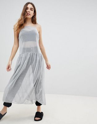 Monki - Midi-jurk in schortmodel-Zilver