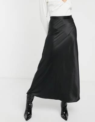 asos black satin skirt