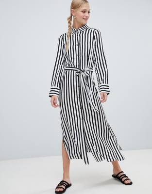 monki black and white striped dress