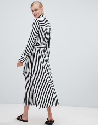 monki black and white striped dress