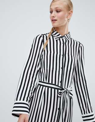 monki black and white striped dress