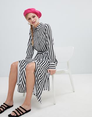 monki black and white striped dress