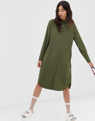 asos green shirt dress