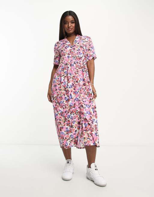 Floral midi shirt clearance dress