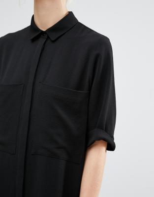 monki grandad collar shirt dress