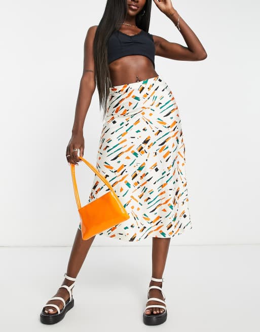 Monki midi skirt in all over print