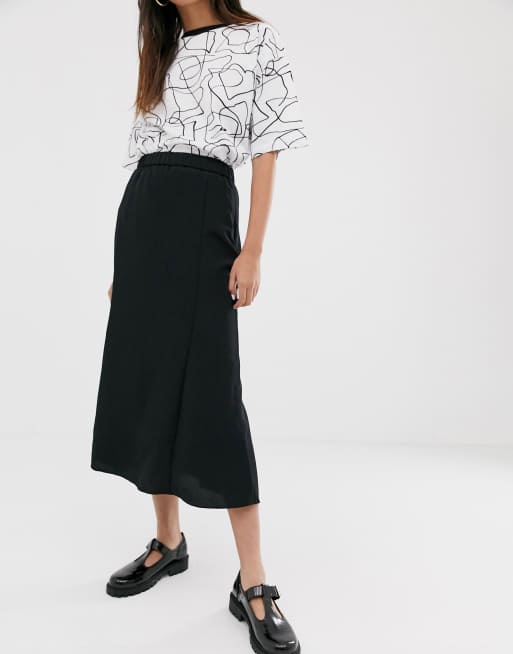 Monki midi skirt in black | ASOS