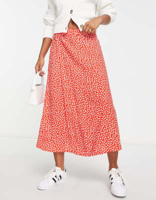 Monki midi skirt in ditsy floral co-ord