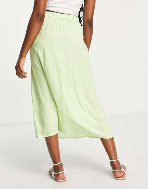 Light green 2024 floral midi skirt