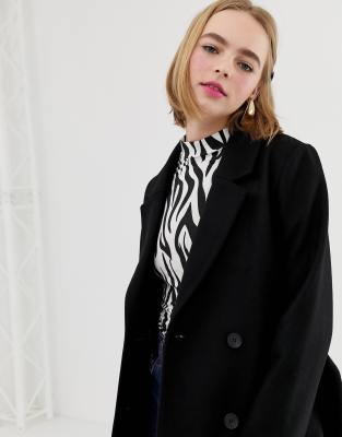 monki midi tailored coat in black