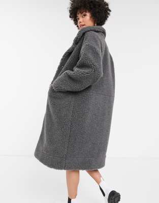 monki midi tailored coat in black