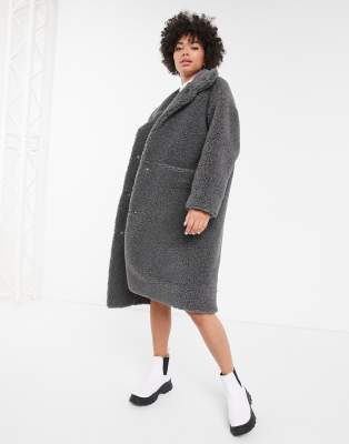 monki midi tailored coat in black
