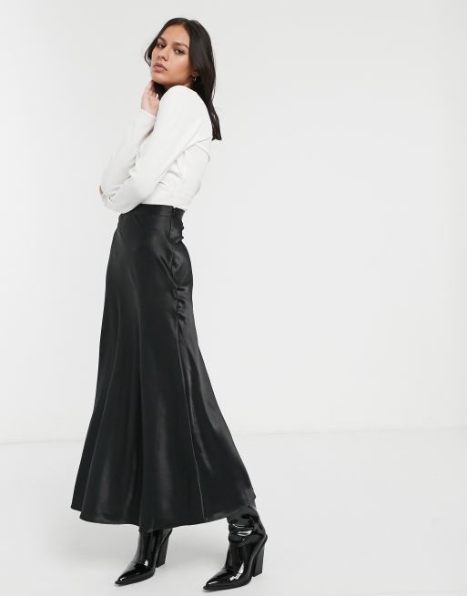 Monki Midirock Aus Satin In Schwarz Asos