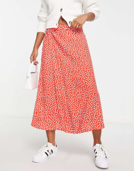 Monki - Midirok in fijne bloemenprint, deel van co-ord set