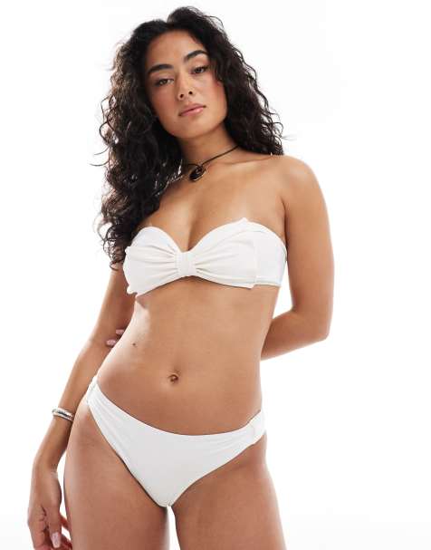 Monki mix and match white bikini bottoms with bow detail in white exclusive to ASOS