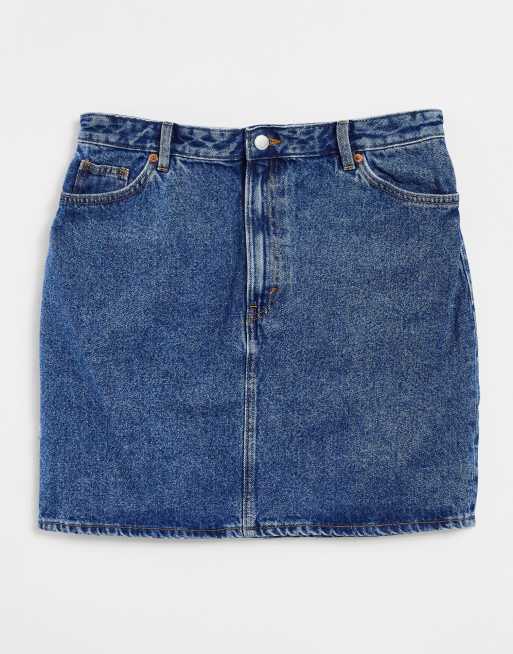 Monki Mimmie cotton denim mini skirt in mid wash - MBLUE | ASOS