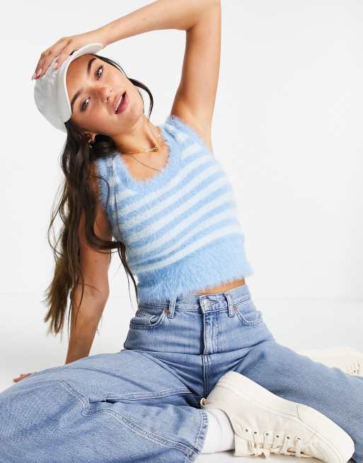 Monki Ming knitted tank in blue stripe | ASOS
