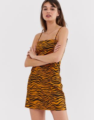 orange tiger print dress