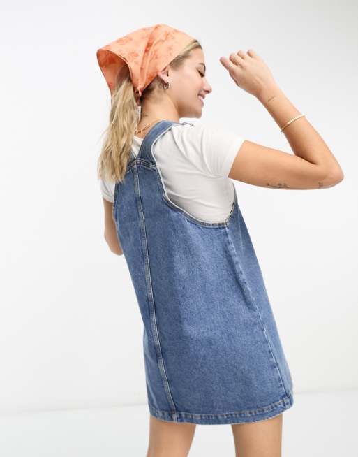 dungaree mini dress Mini Dungaree Denim Pinafore Dress