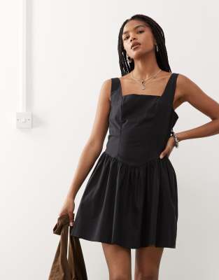 Monki Mini Dress With Drop Waist