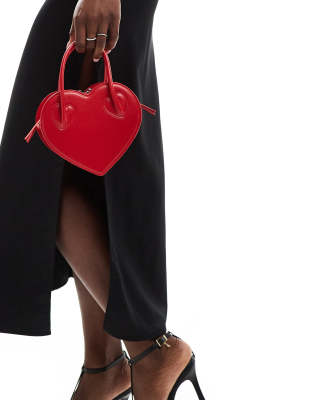 Monki Monki mini heart bag in red