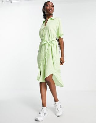 Monki belted mini shirt dress in green floral print - ASOS Price Checker