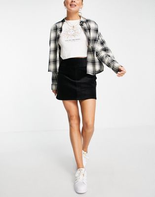 Monki cord mini skirt in black - ASOS Price Checker