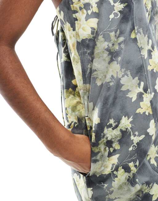 Monki - Mini jurk van katoenen poplin met strikbandjes in gele print, 3 van 4